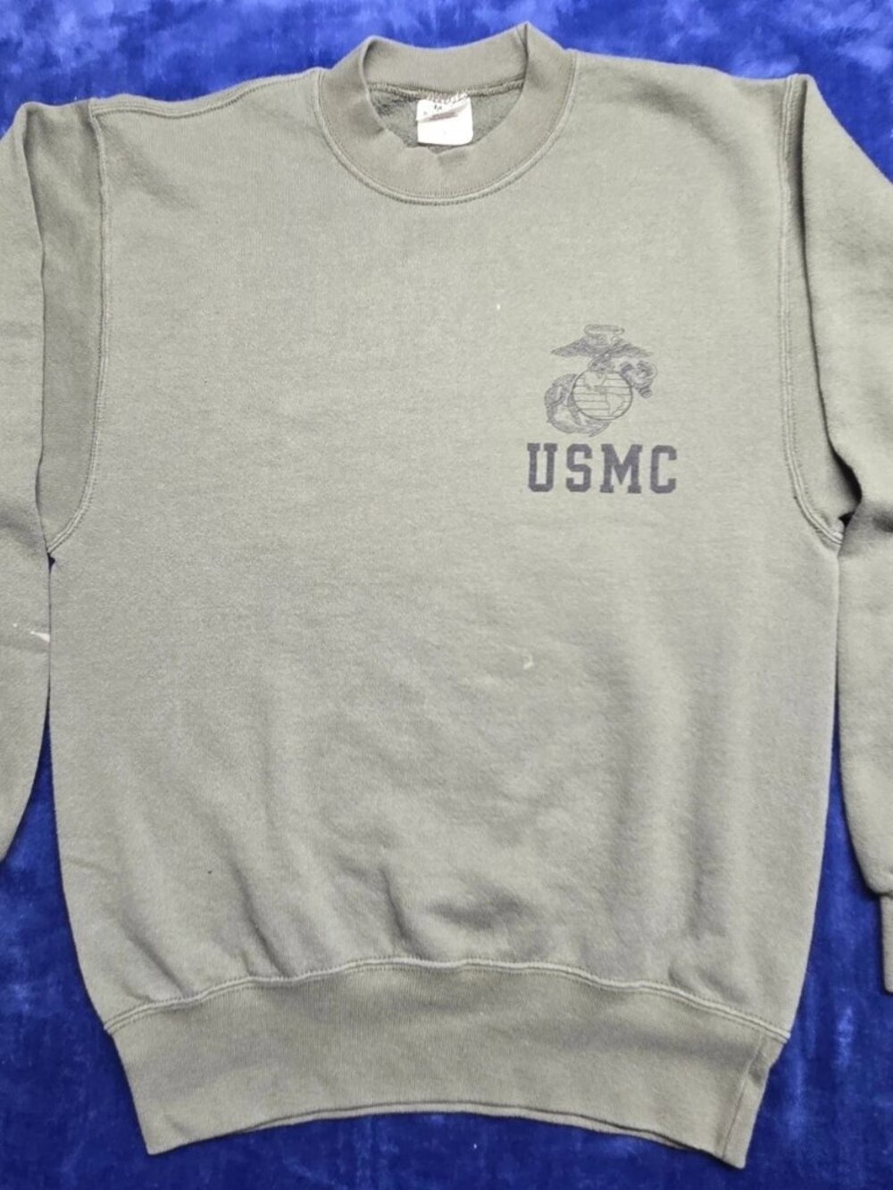 VTG USMC Marine Corps Sweatshirt Made in USA Soffe Olive Green Small